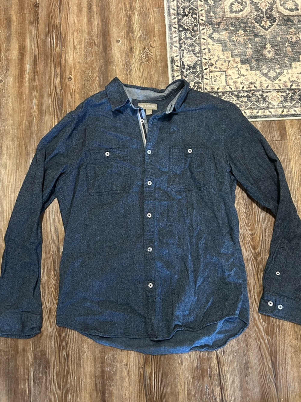 Men’s Falls Creek Faux Denim Blue Button Down Shirt size L
